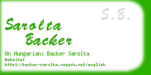 sarolta backer business card